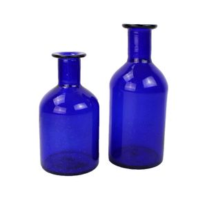 Dekovase blau Botella groß, mundgeblasenes Glas aus Mexiko, Deko Vase