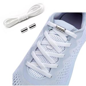 1 Paar weiße elastische Schnürsenkel ohne binden - Flache elastische Schnürsenkel mit Schnellverschluss