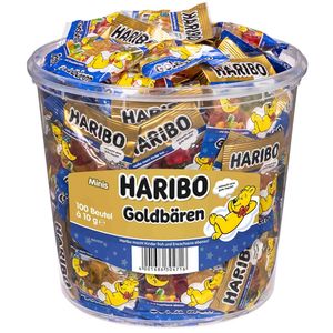 Haribo Goldbären Gute Nacht 100 Minibeutel mit Fruchtgummi 1200g