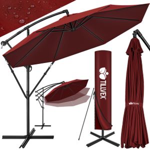 tillvex parasol czerwony Ø 300 cm parasol wiszący parasol ogrodowy parasol market korba balkon aluminiowy uchylny