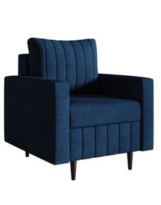 Ohrensessel 80 cm Scandi - Sessel mit Armlehnen, Wohnzimmer Clubsessel, Farben zur Auswahl, Holzfüße (Dunkelblau - Kronos 09)