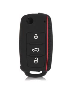 Schlüsselhülle Schwarz Rot Skoda VW GTI Seat Autoschlüssel Fernbedienung Case