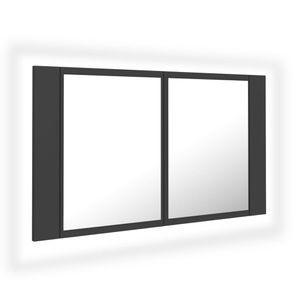 vidaXL LED koupelnová zrcadlová skříňka šedá 80x12x45 cm akrylová