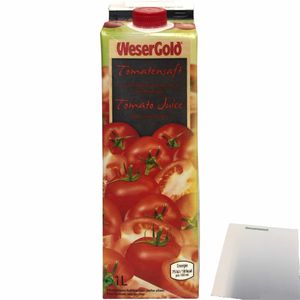 Wesergold Tomatensaft aus Tomatensaftkonzentrat mit Meersalz (1L Packung) + usy Block