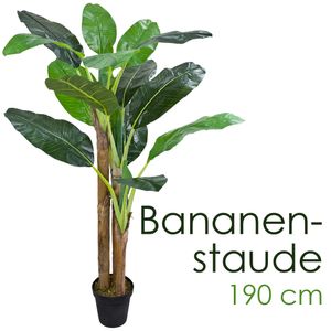 Bananenbaum Bananenstaude Kunstpflanze Künstliche Pflanze 190 cm Kunstblume Innendekoration Kunst Pflanze wie echt im Topf Decovego