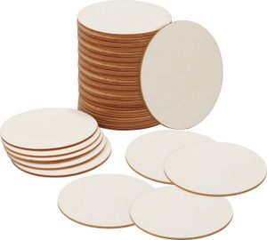 Belle Vous 50er Pack Runde Holzscheiben zum Basteln - 50x Runde Holzscheiben Ø10 cm - 2 mm Dick - 50er Set Holzplatte rund - 50 Holzscheiben 10cm