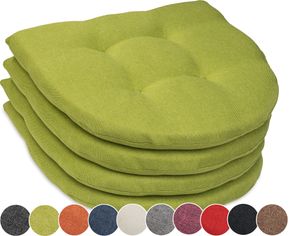 sunnypillow 4er Set Stuhlkissen 40x40 cm Polsterauflage 5cm dick Auflage für Stühle/Bänke in Haus und Garten Sitzkissen Sitzauflage Stuhlauflage Gartenkissen Esszimmerstuhl oder Küche  Grün