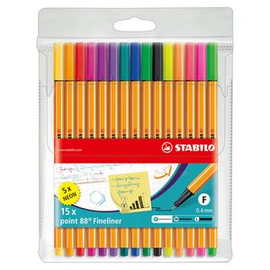 STABILO Fineliner point 88 15er Kunststoff Etui Neonfarben