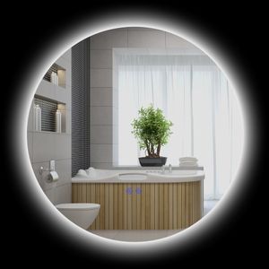 kleankin Badspiegel mit Beleuchtung, Wandspiegel mit 3 Lichtfarben, IP44 Lichtspiegel mit Touch-Schalter, Memory-Funktion, Badezimmerspiegel mit Anti-