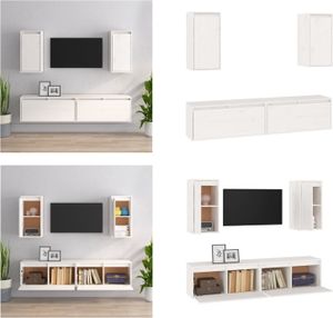 vidaXL TV Schränke 4 Stk. Weiß Massivholz Kiefer - TV-Schrank - TV-Schränke - TV-Schrank Holz - Hängeschrank
