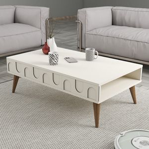 Skye Decor, Lyon 34 - Cream, Walnut, Couchtisch, Creme, 100 % MELAMINBESCHICHTETE SPANPLATTEN, 105 x 60 x 34,6 cm