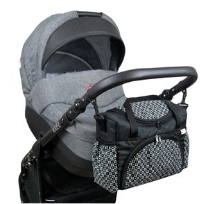 BabyLux Wickeltasche Kinderwagentasche Pflegetasche S3 58. Black Lux
