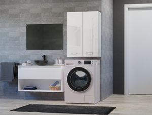 Schrank Über Waschmaschine Waschmaschinenschrank Regal Badezimmer Toilettenregal Glänzend Weiss