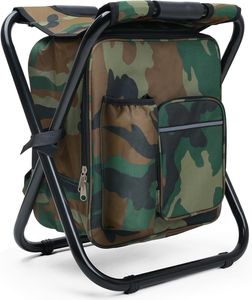 Klapphocker, Campinghocker mit 15L Kühlrucksack, ultraleichter Angelhocker, Camouflage