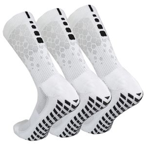 Fußball Socken 3 paar Fußballsocken Unisex Socken | Anti-Rutsch-Design | Universal EU 38-45 | Stutzen Fussball Herren Frauen Kinder, Tape Design Sportsocken Männer (Weiss)