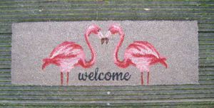 Fußmatte, Abtreter, Türmatte, Kokosmatte Flamingo welcome willkommen