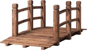 Záhradný mostík z karbonizovaného dreva, mostík k jazierku, vonkajšia dekorácia, rozmery: 150 x 67 x 55 cm, maximálne zaťaženie 100 kg (hnedý)
