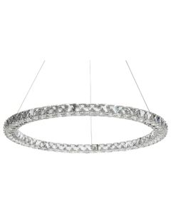 BELIANI LED Hängelampe Silber Kristallglas und Metall ø 60 cm Rund Ringform Kreisform Modern Glamour Küche Esstisch Wohnküche Hohe Decken Innenräume