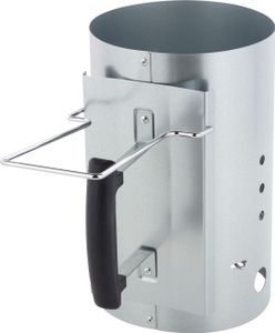 Anzündkamin Grill XXL Kohlestarter Grillanzünder Zink mit Hitzeschild Kipphilfe