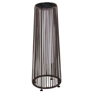 Outsunny Solarlampe, Rattan Solarleuchte, Wasserdichte Gartenleuchte mit Lichtsensor, Automatische LED Gartenlampe, Außenlampe für Balkon, Terrasse, Metall, Braun, 21,5 x 21,5 x 61 cm