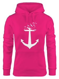 Hoodie Damen Anker Vögel Anchor Birds Sweatshirt Kapuzenpullover Moonworks® pink XL