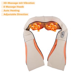 Hengda Nackenmassagegerät, 8 rotierende Massageköpfe Shiatsu Massagegerät Nacken Rücken Schulter Massage effektive VIBRATION 3D Nackenmassagegerät mit Wärme für Haus Büro Auto
