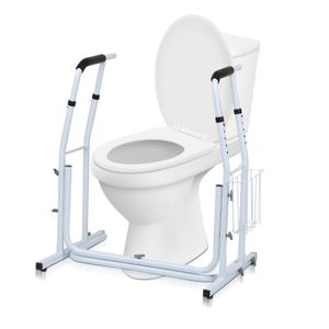Jopassy WC Aufstehhilfe Duschhocker & -sitze Klappgriff inkl. Ablagekorb Mobile rutschfeste Toilettenstütze