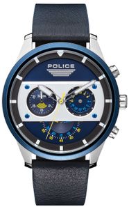 Police Armbanduhr Herrenuhr Lederarmband blau PL15411JSTBL.03 Police Armbanduhr Herrenuhr Lederarmband blau PL15411JSTBL.03