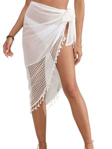 Damen Tüllröcke Asymmetrische Cover Ups Strandkleider Badeanzug Beiläufige Bademode Weiß,Größe Einheitsgröße
