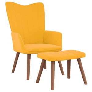 Prolenta Premium - Relaxačné kreslo s taburetom horčicovo žltý zamat