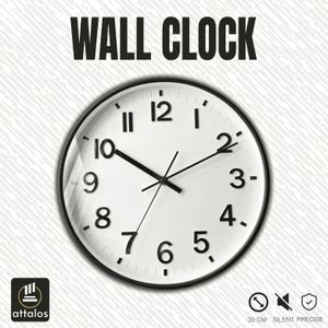 Attalos Wanduhr – Stilles Quarzuhrwerk – Minimalistische Designuhr – Wanduhr 30 cm – Uhr Schwarz mit Weiß