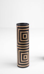Mango-Holz-Vase Quadrate, Echtholz 36 cm hoch Designvase, Deko, Dekoration, Dekovase, Holzvase, Holz schwarz braun braun, 10x36h