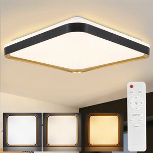 ZMH LED Deckenleuchte Wohnzimmer Schwarz dimmbar mit Fernbedienung  44W Eckig 40cm  Memoryfunktion Deckenbeleuchtung für  Küche Schlafzimmer Flur Esszimer