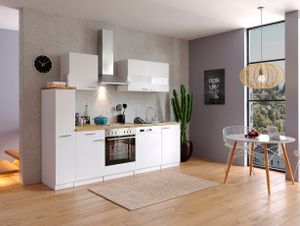 respekta Küche Küchenzeile Küchenblock Einbauküche Komplettküche 250 cm weiß