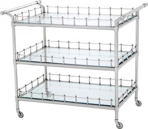 Casa Padrino Luxus Bar Trolley Servierwagen Edelstahl vernickelt - geschliffenes Glas - Luxus Hotel & Restaurant Einrichtung Möbel Serviertisch