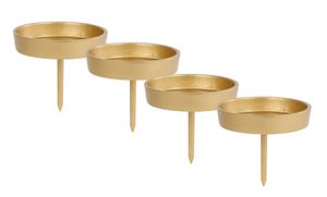 Alu Kerzenpick für Stumpenkerzen 4er Set - 8 cm in gold - Metall Kerzenhalter für Kugelkerzen - Kerzen Stecker für Advents und Weihnachts Gesteck