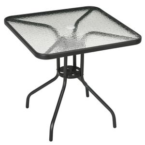 Outsunny Gartentisch Abnehmbar Metall 76x76 cm Wetterfest quadrarisch Balkontisch mit Schirmloch, rutschfest Buffettisch Campingtisch Terrassentisch