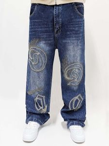 DADA Weite Baggy Jeans mit Gothic-Stickerei und Logo Größe: 36W