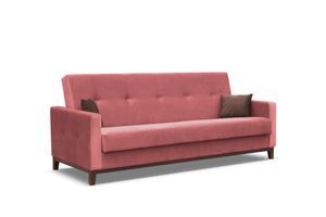 SEELLOO, Gauč PREMIUM Pohovka s funkciou spania a lôžkom, rozkladacia pohovka, odolná, rozkladacia pohovka do obývačky, 214 x 86 x 90 cm, ružová