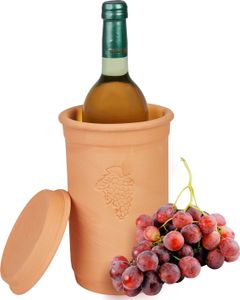 Weinkühler + Untersetzer Ø12.5cm Flaschen-Kühler Wasser Wein Sekt Terrakotta kühlt stundenlang Weinkühler + Untersetzer Ø12.5cm Flaschen-Kühler Wasser Wein Sekt Terrakotta kühlt stundenlang