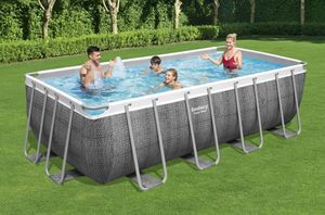 Kompletná súprava bazéna s rámom Power Steel™, štvorcový, s filtračným čerpadlom, bezpečnostným rebríkom a krytom 488 x 244 x 122 cm, Bazény, Plávanie, Bazény