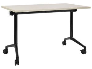 BELIANI Schreibtisch Heller Holzfarbton u. Schwarz 120 x 60 cm Klappbar Faltbar mit Rollen Mobil Bürotisch für Homeoffice Büro Modernes Design