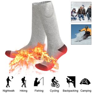 1 Paar Winter Warme Socken, 2200mA Elektrische beheizte Socken Baumwolle Fußwärmer Strumpf für Outdoor Ski Angeln, Sportsocken für Damen Herren-grau