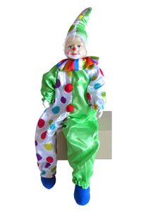 Großer Kantenhocker grün-weiß 76 cm Clown bunt Karneval Kantensitzer Figur Clownfigur
