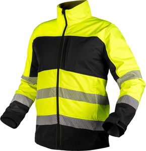 NEO TOOLS Warnschutz Softshell Jacke Klasse - Gelb/Schwarz, Reflektierende Streifen, Taschen mit Reißverschluss