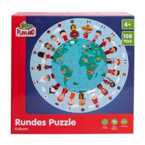 Playland Rundes Puzzle, Extra Große Puzzleteile,108 Teile Kulturen