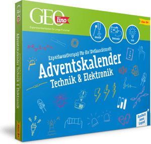 FRANZIS 67171 - GEOlino Adventskalender Technik & Elektronik (Akustik, Elektronik, Licht), Experimentierspaß für die Weihnachtszeit, für Kinder ab 8 Jahren