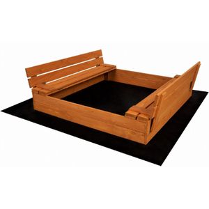 Sandkasten Sandbox mit Deckel Teak Holz Sandkiste Sitzbänke Garten 120x120cm 9885
