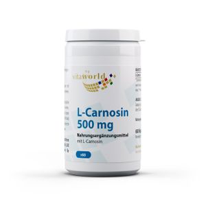 Vita World L-Carnosin 500 mg | 60 Kapseln | Apotheken Herstellung | vegan | gluten- und laktosefrei