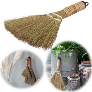 LS-LebenStil Vintage Handfeger Kehrbesen 30cm Naturstroh Reisbesen Strohfeger